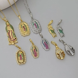 Colgantes religiosos Nuestra Señora de Guadalupe con circonitas de colores