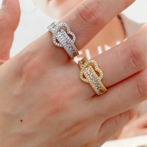 Bagues ouvertes plaquées or 18 carats avec boucle en cœur et incrustation de zircon