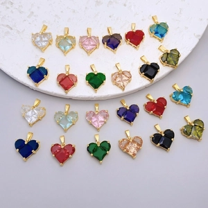 Zirconia Hartvormige Hangers Verguld Koper Kristal Charms Voor DIY Ketting Sieraden Maken Accessoires Voor Vrouwen