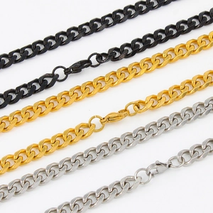 Classic 3mm-7mm stainless steel Cuban curb chain necklaces in black, gold, and silver finishes