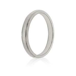Silver stainless steel Tubogas stretch bracelet with a flexible industrial spiral design