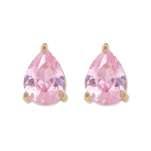 Détails des boucles d'oreilles en cristal rose poire avec monture en or élégante