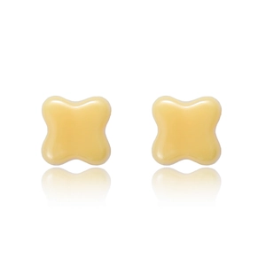 Minimalistische leuchtend gelbe kreuzförmige Keramikohrstecker mit glänzendem Finish