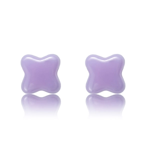 Minimalistische fliederfarbene Bio-Keramik Ohrstecker in Blumenform mit Glanzfinish