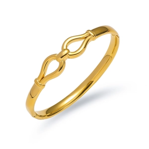 Bracciale minimalista con nodo a doppio anello in finitura oro lucido per donna