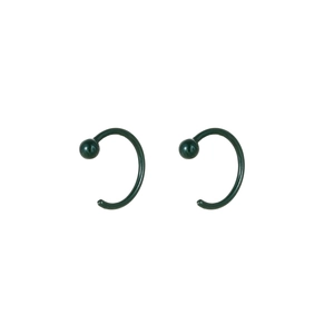 Minimalist dark green ceramic C-shaped hoop earrings with spherical bead accent