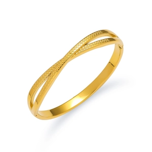 Elegant gold-tone stainless steel bangle with a dual-curve infinity twist design