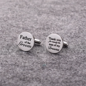 Father Of The Groom Wedding Cufflinks For Men Stainless Steel Engraved Lettering Shirt Button Accessory Heartfelt Gift