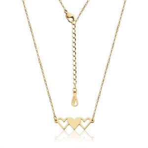 Détail du collier cœur doré 18KGP avec fermoir mousqueton et chaîne de réglage fine
