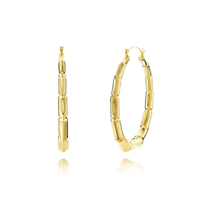 Orecchini a cerchio geometrici minimalisti in oro stile bambù per donna con finitura lucida