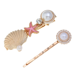 Accessori Per Capelli In Stile Coreano Tema Oceano Conchiglia Stella Marina Perla Artificiale Strass Molletta A Becco D'Anatra E Fermaglio Ondulato Donna