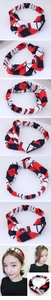 Detail view showing elastic back and geometric pattern of the silk-touch headband