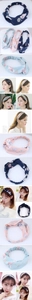 Detail of floral chiffon twisted headbands in light blue, pink and navy with elastic back