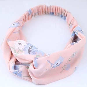 Women's Floral Printed Elastic Twist Knot Headband Wide Turban Hair Band For Yoga Sport Face Washing Hair Accessories