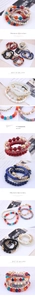 Dettaglio di bracciali multistrato bohémien con perline colorate in resina e lega