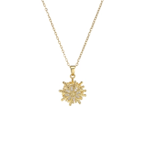 Eleganter goldener Schneeflocken-Anhänger mit weißem Zirkonia-Inlay an einer feinen Kette