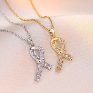 Collana Con Pendente A Fiocco Acciaio Inossidabile Design A Nastro Zircone Intarsiato Gioielli Di Moda Eleganti Per Donna