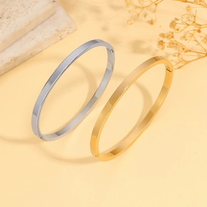 Minimalistische Roestvrijstalen Armband Voor Dames Goud Zilver Gepolijst Glad Scharnierend Gedraaid Touw Open Manchet Mode Sieraden