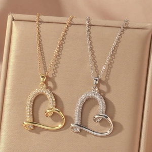 Eleganter Herzanhänger Halskette Für Damen Edelstahl Zirkonia Gold Silber Überzogen Mode Schmuck Schlüsselbein Kette Geschenk