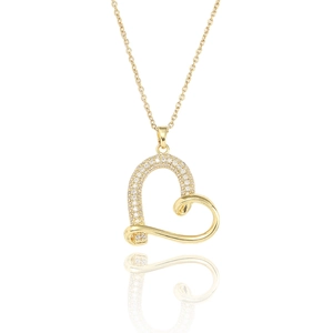 Elegante goldene Herz-Halskette mit funkelnden Pavé-Kristallen an einer feinen Kette
