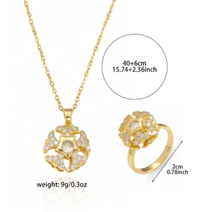 Goldenes Schneeflocke Zirkon Schmuckset mit Stern Halskette und Ring für Damen