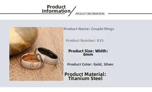 6mm titanium stalen koppelringen met hartpatroon en zirkoon op houten basis