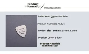 Macro view of stainless steel guitar pick with Dad quote and 30x35x2mm dimensions