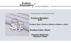 Detailed size specifications for puzzle tree of life keychains in polished titanium steel