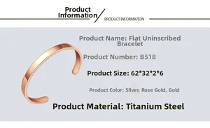 Detailed size parameters and specifications for the minimalist C-shaped titanium steel cuff