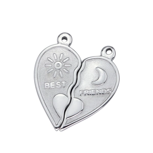 Ciondolo a forma di cuore in acciaio inossidabile con incisione Best Friends