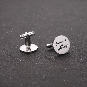 Men's silver Forever & Always engraved stainless steel cufflinks with T-bar closure