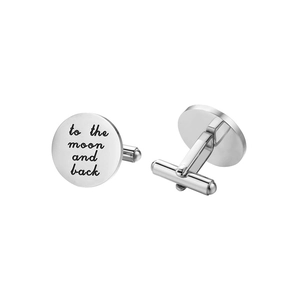 Boutons de manchette en argent poli avec gravure I love you to the moon and back