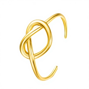 Polished gold knot cuff bracelet in minimalist stainless steel for women fashion
