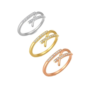 Minimalistischer Edelstahl Kreuzring Für Damen 18K Vergoldet Zirkonia Eingelegt Geometrischer Modeschmuck Fingerring Geschenk