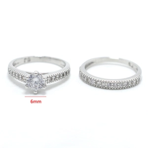 Silver S925 sterling silver ring set with 6mm cubic zirconia for women engagement