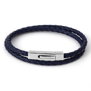 Pulsera de Cordón de Cuero Trenzado de Doble Capa Con Cierre de Acero Inoxidable Pulido para Hombres Mujeres Joyería Punk