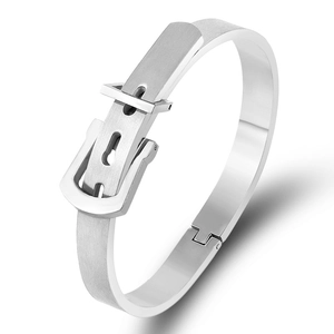 Bracelet en acier titane avec boucle de ceinture ajustable et finition argent polie
