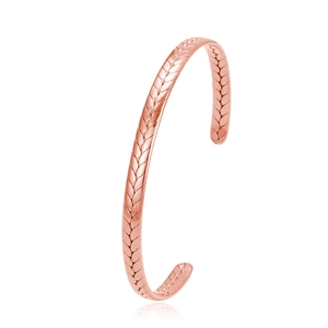 Roségouden C-vormige open armband met tarwepatroon van hoogwaardig roestvrij staal