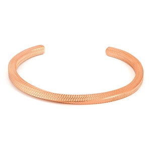 Bracciale rigido aperto in acciaio inossidabile oro rosa con texture geometrica