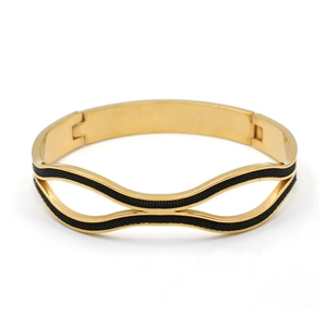 Bracelet Géométrique en Acier Titane avec Incrustation de Maille Hommes Femmes Jonc Creux en Acier Inoxydable