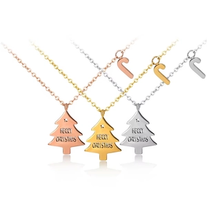 Edelstahl Weihnachtsbaum Anhänger Halskette Merry Christmas Hohlstern Zuckerstange Charme Festlicher Schmuck Geschenk Für Damen