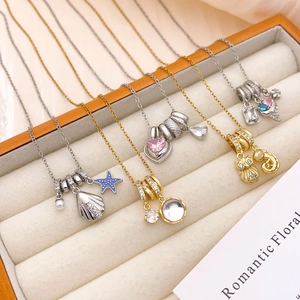 Luxe colorful ice cream square necklace set with zircon in velvet jewelry display box