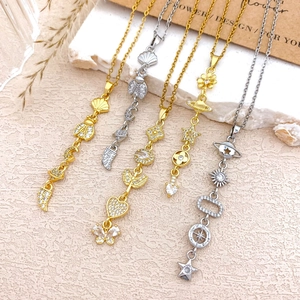 Chic sun and moon star necklaces with micro-inlaid zircon and diverse charm pendants