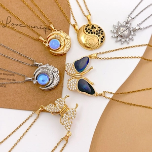 Celestial sun and moon magnetic couple necklaces with butterfly and ying yang pendants