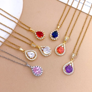Collier En Acier Inoxydable Avec Pendentif En Zircone En Forme De Goutte D'Eau Bijoux De Luxe Élégants Pour Femmes Filles Cadeau