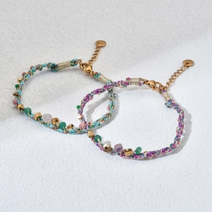 Detailed close-up of S925 sterling silver lobster clasp and braided Bohemian bracelet cord