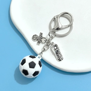 Porte-clés de football avec ballon miniature et chaussure en métal pour fans de sport