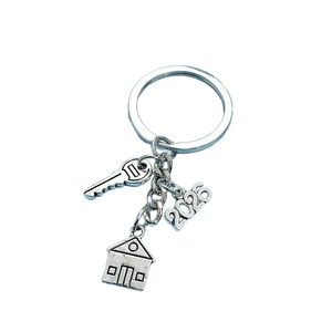 2026 house and heart key silver keychain charm for housewarming and new home gift