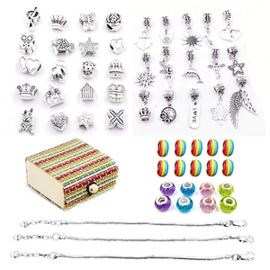 DIY Armband Sieraden Maken Kit Vrouwen Legering Slangenketting Charms Kralen Kroon Hart Sneeuwvlok Hanger Sieraden Set Cadeau