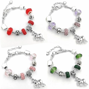 Bracelet à Breloques en Perles DIY Avec Pendentifs Licorne Étoile Cœur Lune Chaîne Serpent en Alliage de Cuivre Perles de Verre Pour Enfants Filles Femmes Cadeau Bijoux